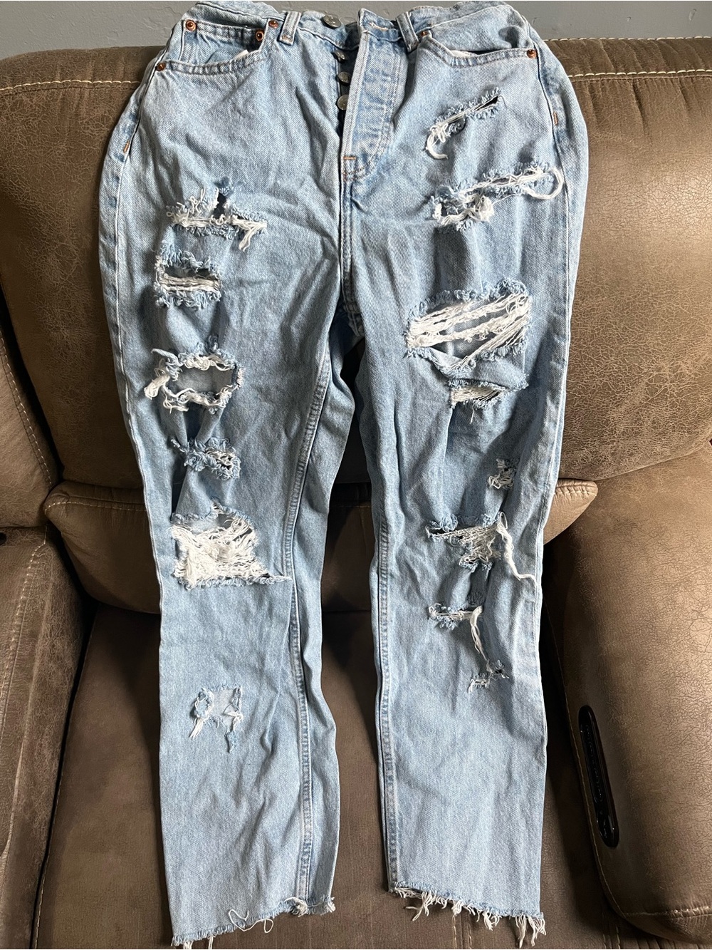 Divided Light Blue Distressed Boyfriend Jeans